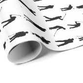 Zwart-wit golfposen golfer mannen golfen cadeaupapier (Rol Hoek)