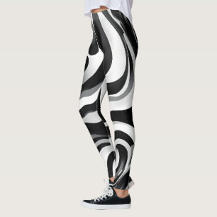 Zwart-wit golvend op kunst, leggings
