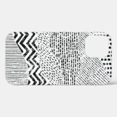 Zwart-wit golvend patroon. Handgetrokken versierin Case-Mate iPhone Case (Achterkant (horizontaal))