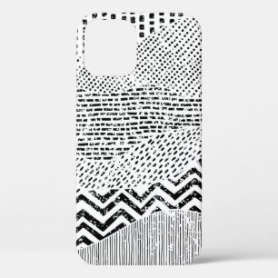 Zwart-wit golvend patroon. Handgetrokken versierin Case-Mate iPhone Case