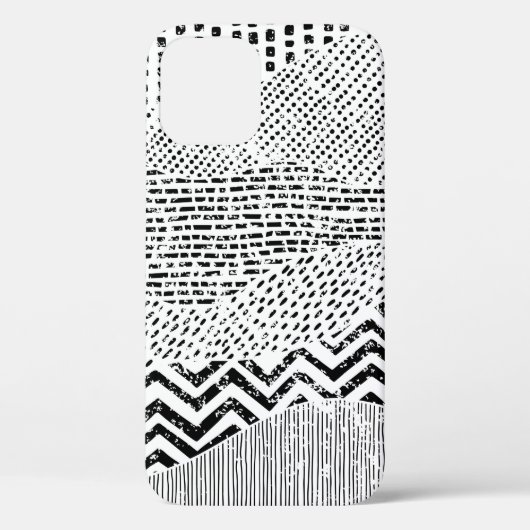 Zwart-wit golvend patroon. Handgetrokken versierin Case-Mate iPhone Case (Achterkant)