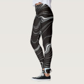 Zwart-wit golvende abstractie leggings (Links)