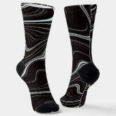 Zwart-wit golvende abstractie sokken (Gebogen)