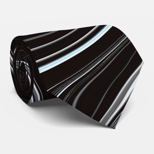 Zwart-wit golvende abstractie stropdas (Opgerold)