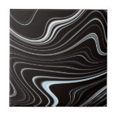 Zwart-wit golvende abstractie tegeltje (Voorkant)