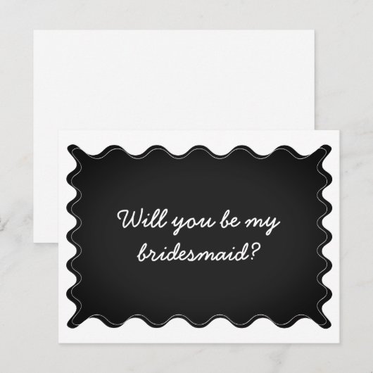 Zwart-wit golvende bruidsmeisje voorstel Kaart (Voorkant / Achterkant)