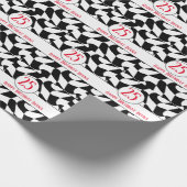 Zwart-wit golvende checker, papieren borden cadeaupapier (Hoek)