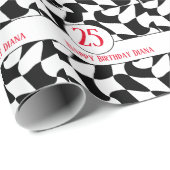 Zwart-wit golvende checker, papieren borden cadeaupapier (Rol Hoek)