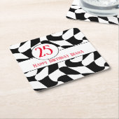 Zwart-wit golvende checker, papieren borden kartonnen onderzetters (Schuin)