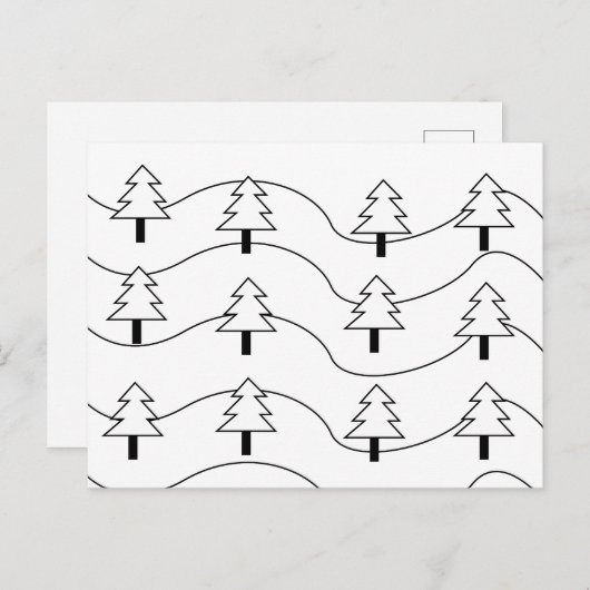 Zwart-wit golvende streep kerstboom patroon briefkaart (Voorkant / Achterkant)