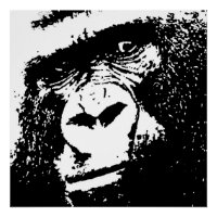Zwart Wit Gorilla Gezicht Pop Kunst Perfect Poster