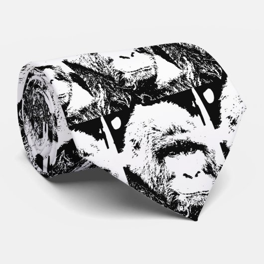 Zwart & Wit Gorilla Gezicht Stropdas (Opgerold)