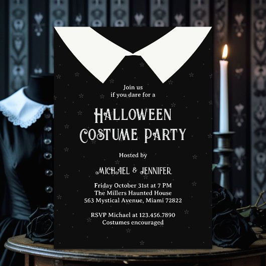 Zwart & Wit Gothic Meisje Jurk Halloween Party Kaart