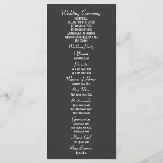 Zwart-wit gothic schedel bruiloft programma programmakaart (Achterkant)