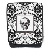  zwart & wit gotisch damast patroonschedel rugtassen (Voorkant)