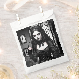 Zwart-Wit Gotisch Meisje Halloween Bedankzakje