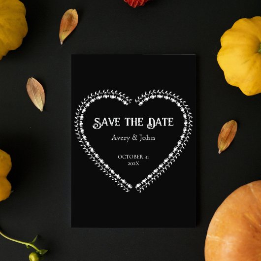 Zwart-wit Gotisch Minimalistisch Save The Date Kaart
