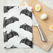 Zwart-wit gotisch vleermuispatroon theedoek (Quarter Fold)