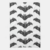 Zwart-wit gotisch vleermuispatroon theedoek (Verticaal)