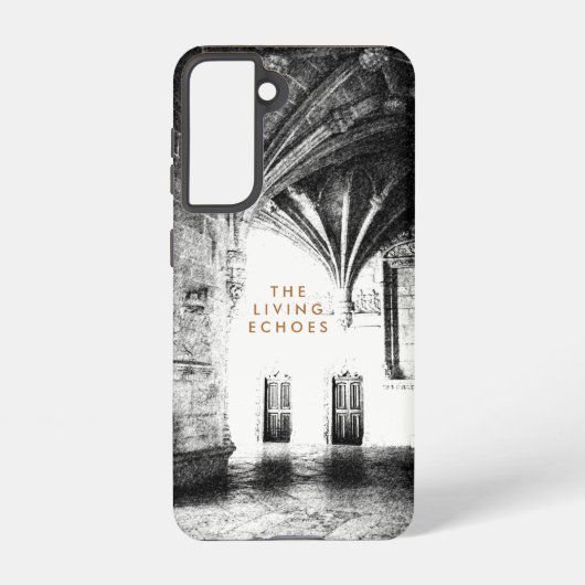 Zwart-wit gotische architectuur schets samsung galaxy hoesje (Achterkant)