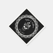 Zwart Wit Gotische Bloemen Schedel Halloween Bruil Servet (Hoek)