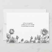 Zwart-wit gotische bloemen schedels bruiloft bedankkaart (Achterkant)
