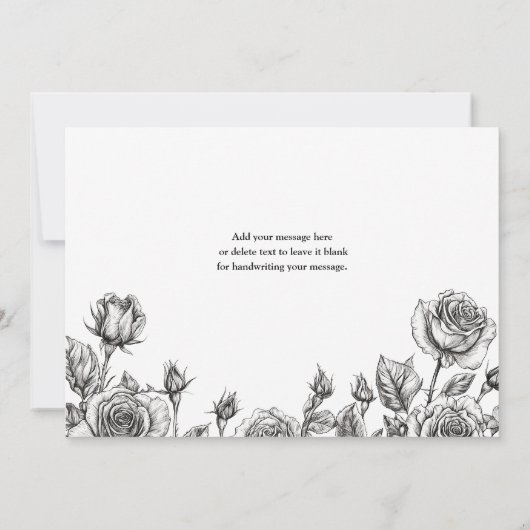 Zwart-wit gotische bloemen schedels bruiloft bedankkaart (Achterkant)