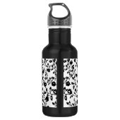 Zwart & Wit Gotische Bloemen Waterfles met Naam Waterfles (Achterkant)