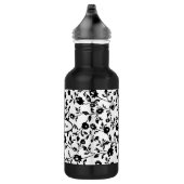 Zwart & Wit Gotische Bloemen Waterfles met Naam Waterfles (Rechts)