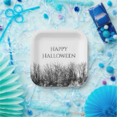 Zwart Wit Gotische Bossen Halloween Party Papieren Bordje (Feest)