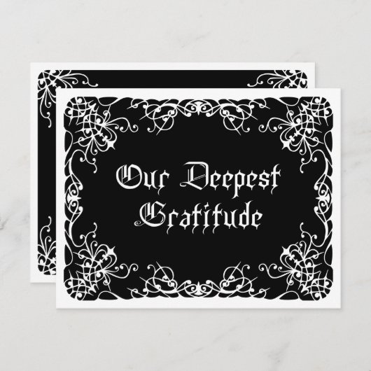 Zwart Wit Gotische Bruiloft Bedankkaart (Voorkant / Achterkant)