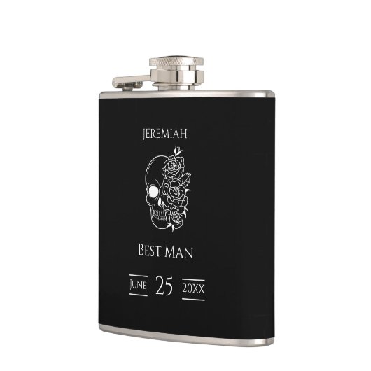 Zwart-wit Gotische Bruiloft Beste Man Heupfles (Links)