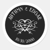 Zwart Wit Gotische Bruiloft Ronde Sticker (Voorkant)