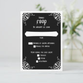 Zwart Wit Gotische Bruiloft RSVP Kaartje (Staand voorkant)