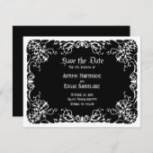 Zwart Wit Gotische Bruiloft Save The Date (Voorkant / Achterkant)