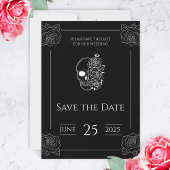 Zwart-wit gotische bruiloft Save the Date