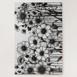 Zwart-wit gotische Daisy Patch Legpuzzel