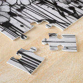 Zwart-wit gotische Daisy Patch Legpuzzel (Zijkant)