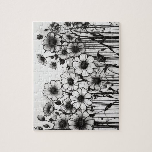 Zwart-wit gotische Daisy Patch Legpuzzel (Verticaal)