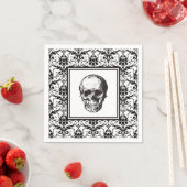  zwart-wit gotische Damask Skull Servet (Insitu)