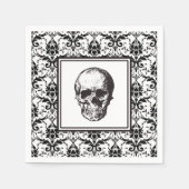  zwart-wit gotische Damask Skull Servet (Voorkant)
