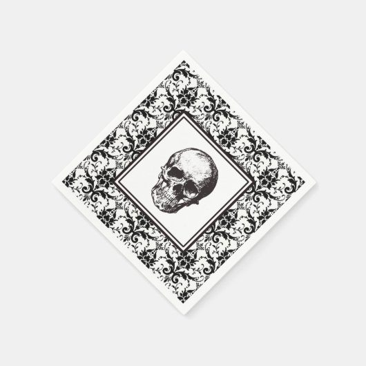  zwart-wit gotische Damask Skull Servet (Hoek)
