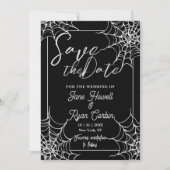 Zwart-wit Gotische Halloween Save The Date (Voorkant)