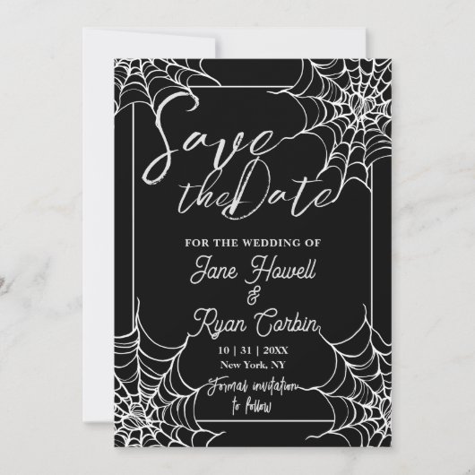 Zwart-wit Gotische Halloween Save The Date (Voorkant)