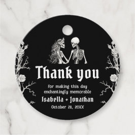 Zwart-wit gotische Halloween Skeleton Wedding Bedankjes Labels