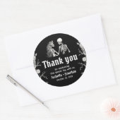 Zwart-wit gotische Halloween Skeleton Wedding Ronde Sticker (Envelop)