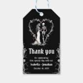 Zwart-wit gotische Halloween Skeletons bruiloft Cadeaulabel (Voorkant)
