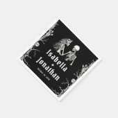 Zwart-wit gotische Halloween Skeletons bruiloft Servet (Hoek)