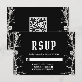 Zwart-Wit Gotische Halloween Skeletten Bruiloft RSVP Kaartje