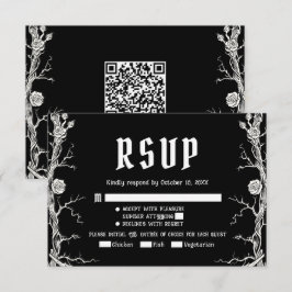 Zwart-Wit Gotische Halloween Skeletten Bruiloft RSVP Kaartje